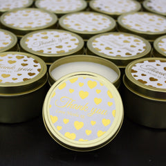 Soy Candle Tins | Personalised | GOLD | Custom Foil Labels | Bombonniere | Favours | Weddings | Events